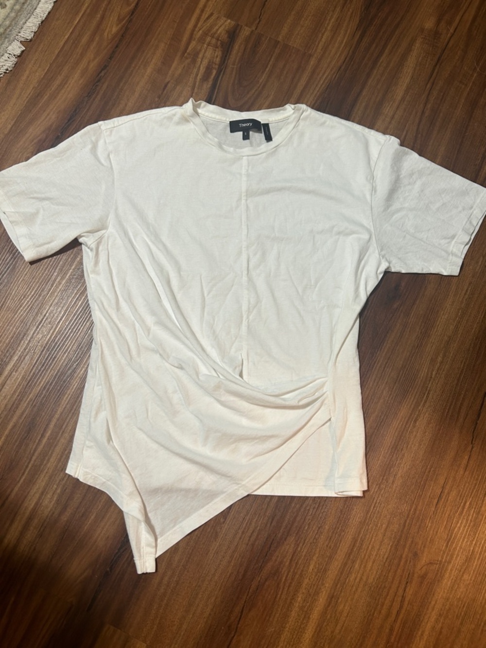 Theory White Asymmetric Short-Sleeve Tee